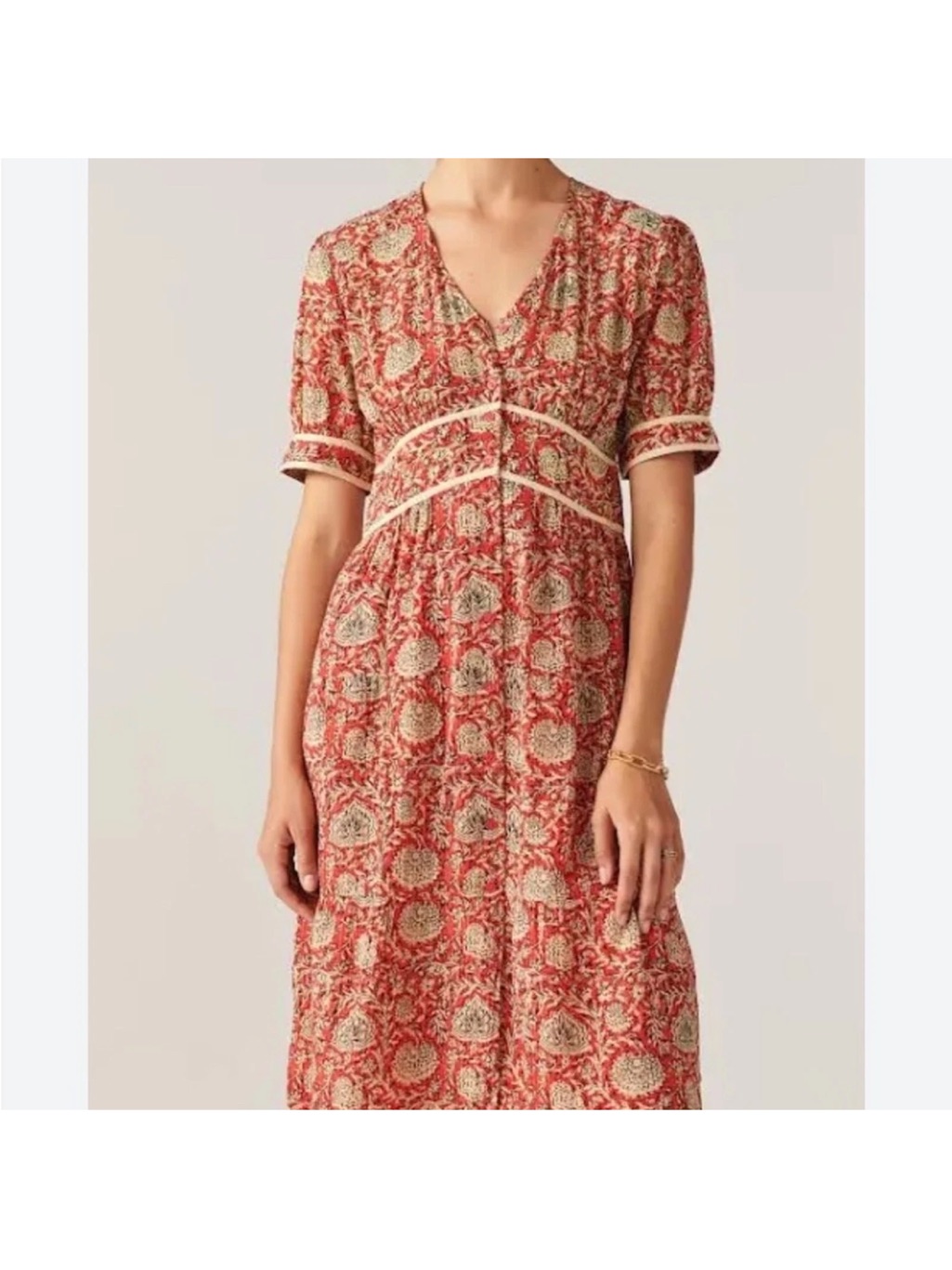 Bash Dress Plume Print Midi Dress Red Floral Vneck Cap Sleeves Sz 0 Us 2 New